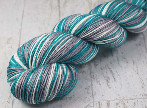 Teal Gray White: Self Striping Yarn - Dyed to Order - Sorority, Fraternity Colors