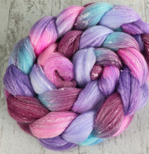 TEAPOT STILL LIFE: Merino / Tweed / Bamboo  - Hand dyed roving - 4oz