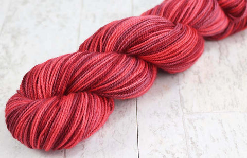 CRANBERRY CHRISTMAS: SW Merino/Lurex Sparkle - Hand dyed Variegated sock yarn