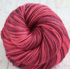 VERY BERRY SWIRL: SW Merino/Nylon - Hand dyed variegated sock yarn - tight twist - "Overdyed Collection"