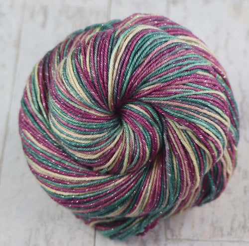 VINTAGE CHRISTMAS: SW Merino Lurex Sparkle - Hand dyed Variegated sock yarn