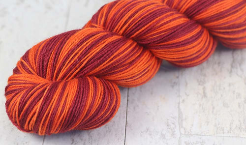 Maroon Orange - Sports Team Colors Self Striping Sock Yarn / VIRGINIA - Dyed to Order