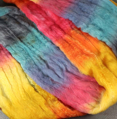 WAIMEA ROOSTER: Shaniko wool / Silk roving - Hand dyed spinning wool - 4.0 oz