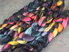 WAIMEA ROOSTER: Merino / Black Bamboo  - Hand dyed roving - 8oz