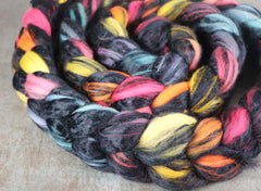 WAIMEA ROOSTER: Merino / Black Bamboo  - Hand dyed roving - 8oz