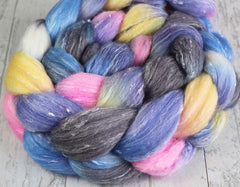 WINTER SUNSET SC 1: Merino / Tweed / Bamboo  - Hand dyed roving - 4oz