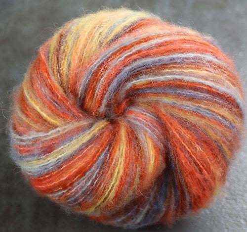 WINTER SUNSET SC 3: Baby Alpaca, Merino, Cotton - Hand dyed variegated fluffy fingering yarn