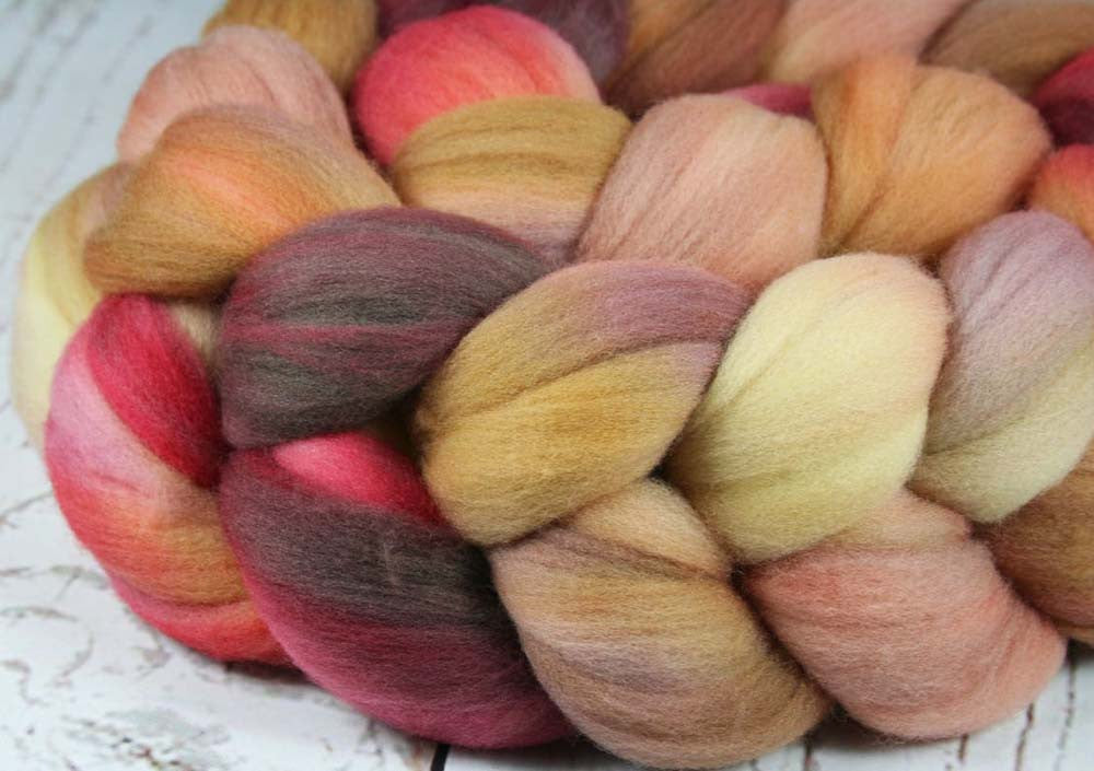 AFRICAN MASKS & ART TRIBUTE: Rambouillet Wool Top - 4 oz - Hand dyed spinning wool