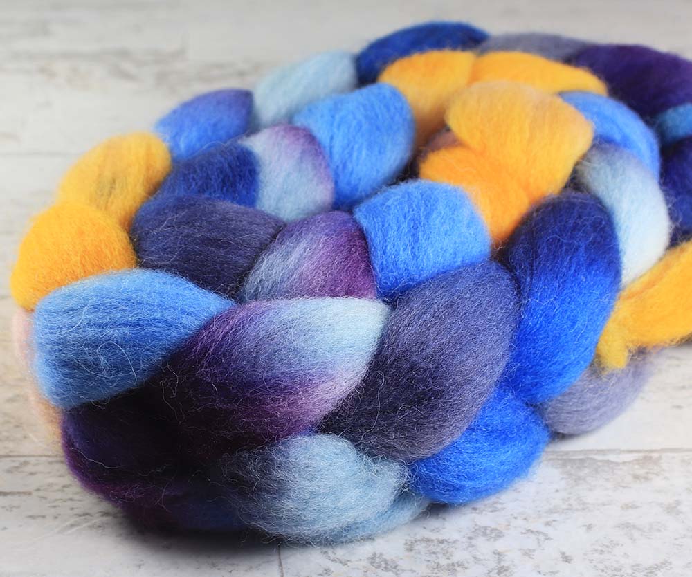 ALL THE WORLDS OCEANS: Kent Romney roving - 4.0 oz - Hand dyed spinning wool