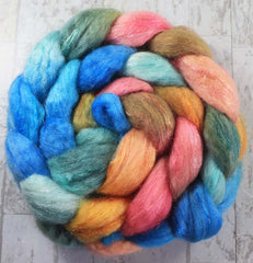 AND SO, THE NIGHT BEGINS: Bluefaced Leicester / Sparkle Nylon - 4.0 oz - Hand dyed spinning wool - roving