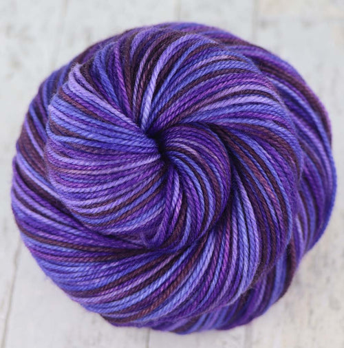 A STUDY IN PURPLES: SW Merino-Nylon - Sport weight - Hand-dyed Variegated yarn