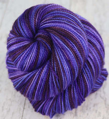 A STUDY IN PURPLES: SW Merino/Nylon - Hand dyed variegated sock yarn - tight twist