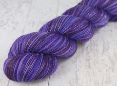 A STUDY IN PURPLES: SW Merino / Nylon / Stellina - Hand dyed Variegated Sparkle sock yarn
