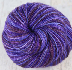 A STUDY IN PURPLES: SW Merino / Nylon / Stellina - Hand dyed Variegated Sparkle sock yarn