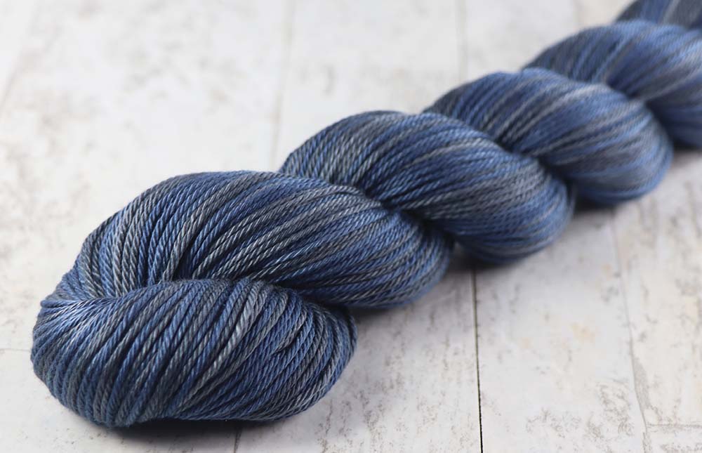 BLUE GRAY: Self-Striping Pima Cotton - DK Weight - Hand dyed yarn