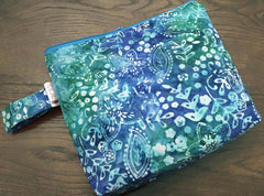 BATIK BLU (with handle) - Handmade zipper bag