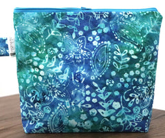 BATIK BLU (with handle) - Handmade zipper bag
