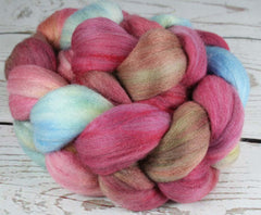 BOX of CHOCOLATES: Polwarth Merino Bright Nylon roving - 4.0 oz - Hand dyed Spinning wool