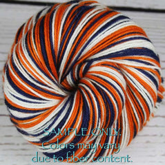 Blue Orange White: Self Striping Yarn - Dyed to Order - Sports Team / Denver, Houston, Detroit