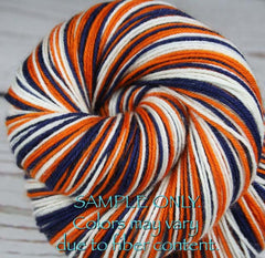 Blue Orange White: Self Striping Yarn - Dyed to Order - Sports Team / Denver, Houston, Detroit