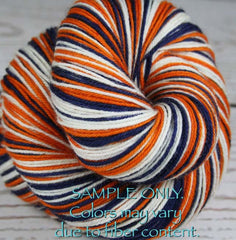 Blue Orange White: Self Striping Yarn - Dyed to Order - Sports Team / Denver, Houston, Detroit