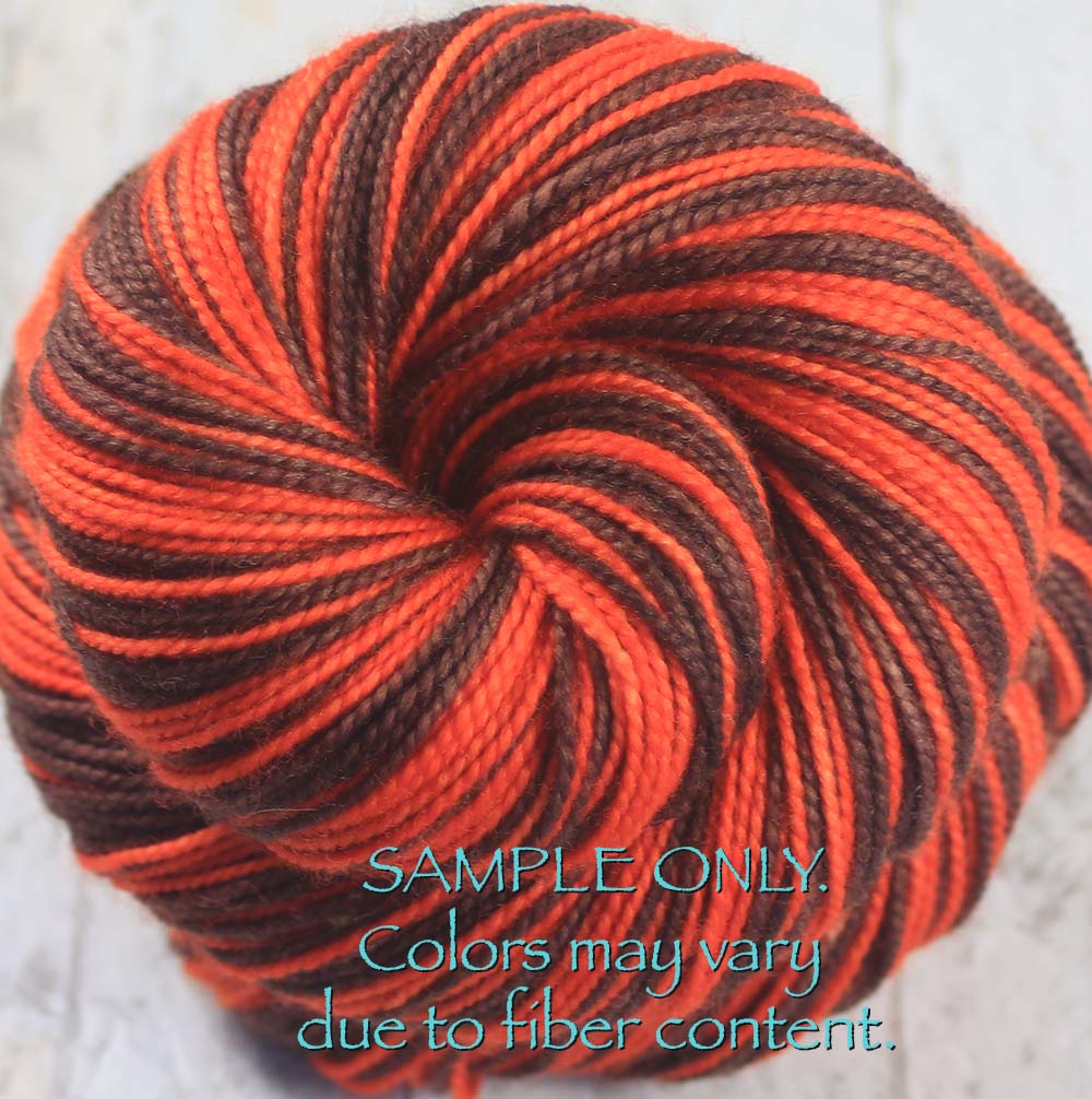 Dyed-To-Order: BROWN-ORANGE - Hand dyed Sports Team Self Striping Sock Yarn - CLEVELAND