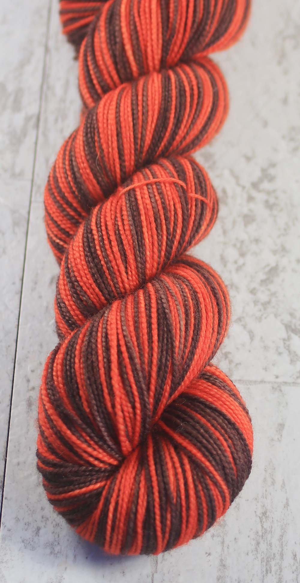 Dyed-To-Order: BROWN-ORANGE - Hand dyed Sports Team Self Striping Sock Yarn - CLEVELAND