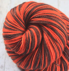 Dyed-To-Order: BROWN-ORANGE - Hand dyed Sports Team Self Striping Sock Yarn - CLEVELAND