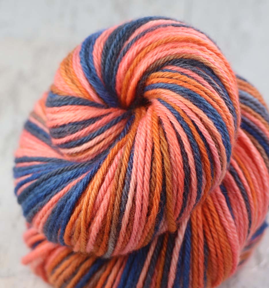 COASTAL CLOUDS: Fine Organic Merino - Hand dyed Variegated Worsted yarn