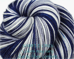 Dyed-To-Order: BLUE-GRAY-WHITE - Hand dyed Sports Self Striping Sock Yarn - DALLAS, CONNECTICUT