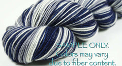 Dyed-To-Order: BLUE-GRAY-WHITE - Hand dyed Sports Self Striping Sock Yarn - DALLAS, CONNECTICUT