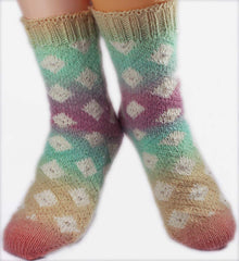 KNITTING PATTERN for Desiree Diamond Socks - Charted Colorwork Sock pattern - digital download