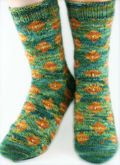 KNITTING PATTERN for Desiree Diamond Socks - Charted Colorwork Sock pattern - digital download