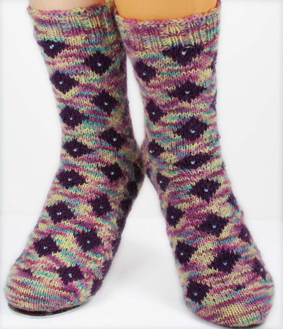 KNITTING PATTERN for Shoreline Socks -  Charted Colorwork Sock pattern - digital download