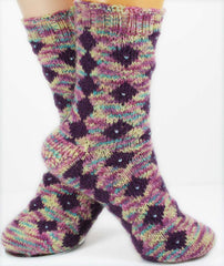 KNITTING PATTERN for Desiree Diamond Socks - Charted Colorwork Sock pattern - digital download