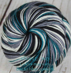 Teal Black Gray White: Self Striping Yarn - Dyed to Order - Sports Team / Philadelphia, San Jose