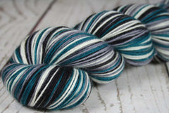 Teal Black Gray White: Self Striping Yarn - Dyed to Order - Sports Team / Philadelphia, San Jose