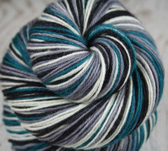Teal Black Gray White: Self Striping Yarn - Dyed to Order - Sports Team / Philadelphia, San Jose