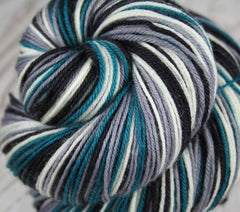 Teal Black Gray White: Self Striping Yarn - Dyed to Order - Sports Team / Philadelphia, San Jose