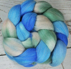EVENING AT NANOOSE BAY: Polwarth Merino Bright Nylon roving - 4.0 oz - Hand dyed Spinning wool