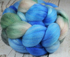 EVENING AT NANOOSE BAY: Polwarth Merino Bright Nylon roving - 4.0 oz - Hand dyed Spinning wool