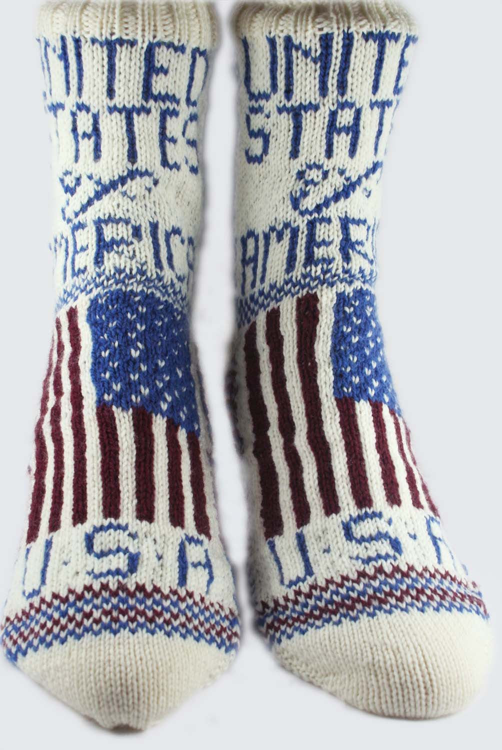 KNITTING PATTERN for Flag Socks: USA -  Charted Colorwork Sock pattern - digital download