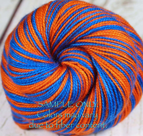 Blue Orange: Self Striping Merino Sock Yarn - Sports Team Colors / Florida - Hand Dyed to Order