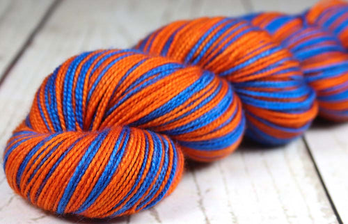 Blue Orange: Self Striping Merino Sock Yarn - Sports Team Colors / Florida - Hand Dyed to Order