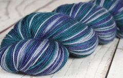 GLACIER BAY: SW Merino/Nylon/Cashmere - Hand dyed Self-striping Sock yarn