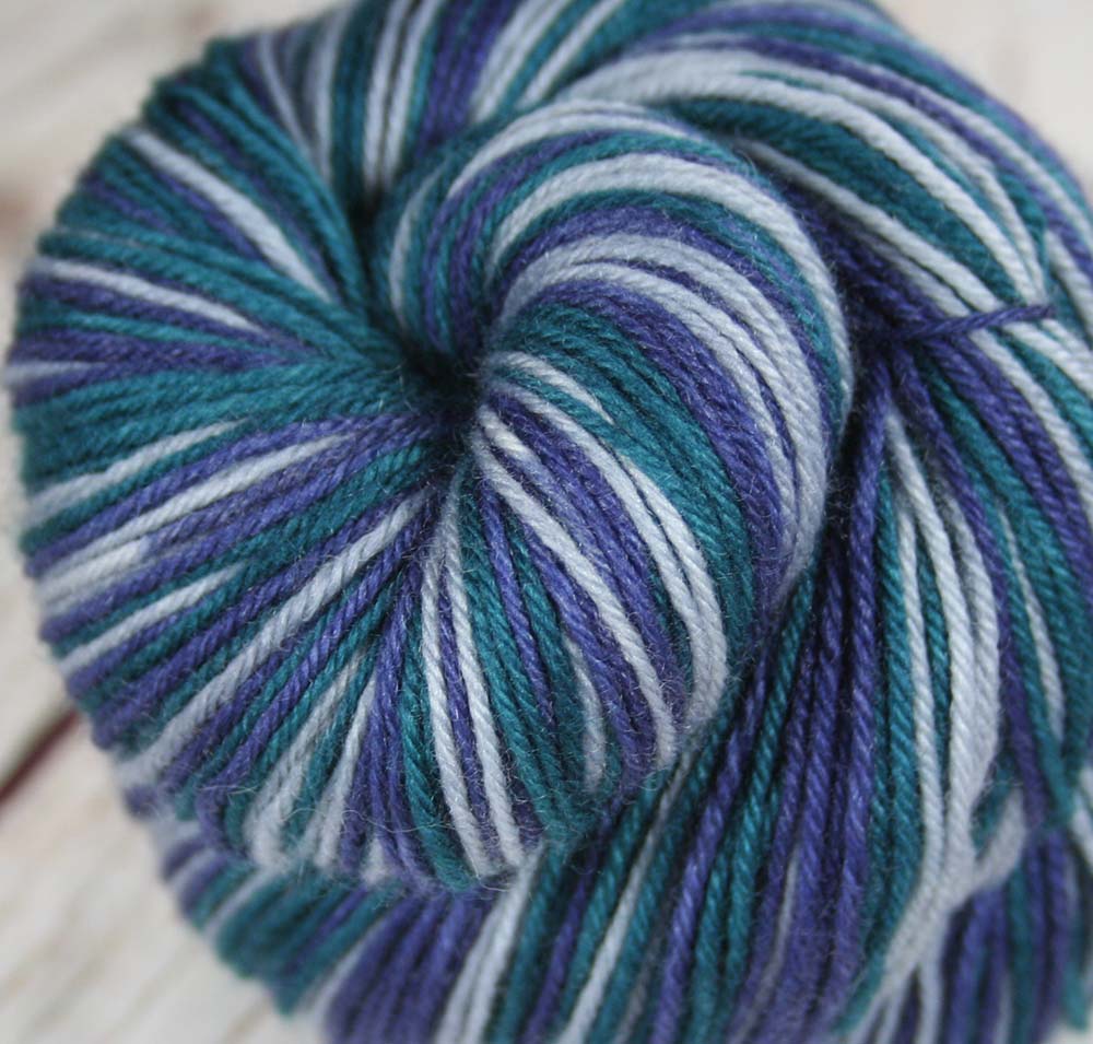 GLACIER BAY: SW Merino/Nylon/Cashmere - Hand dyed Self-striping Sock yarn