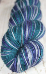 GLACIER BAY: SW Merino/Nylon/Cashmere - Hand dyed Self-striping Sock yarn