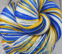 Bright Blue Gold White: Self Striping Yarn - Dyed to Order - Sports Team / LOS ANGELES