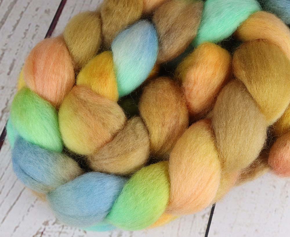 GRAND PRISMATIC HOT SPRING: Bluefaced Leicester - 4.0 oz - Hand dyed spinning wool - roving