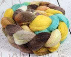 HORSE OF THE SPRING: Shetland-Silk roving - 4.0 oz - Hand dyed spinning wool - Masters Collection